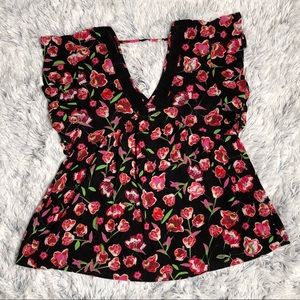 DR2 V neck Floral print Blouse